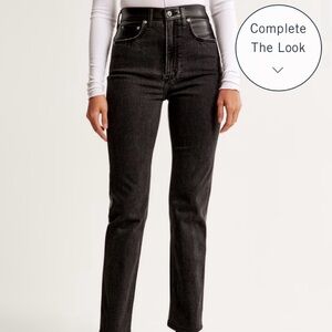 Abercrombie & Fitch Mixed Fabric Ultra High Rise Ankle Straight Jean - NWT